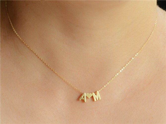 Gold Tiny Letter Necklace-initial With 