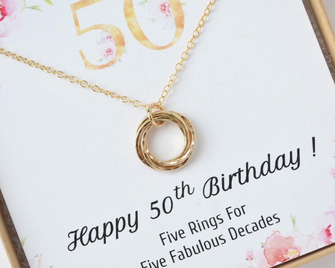 50th Birthday Gold Necklace for Women Birthstone 50th Etsy