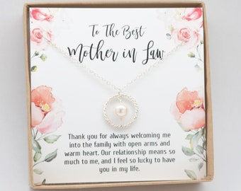 Mother in law wedding necklace-Future mother gift necklace-Gift from Bride-Mother wedding jewelry-Eternity pearl pendant-Mother of the groom