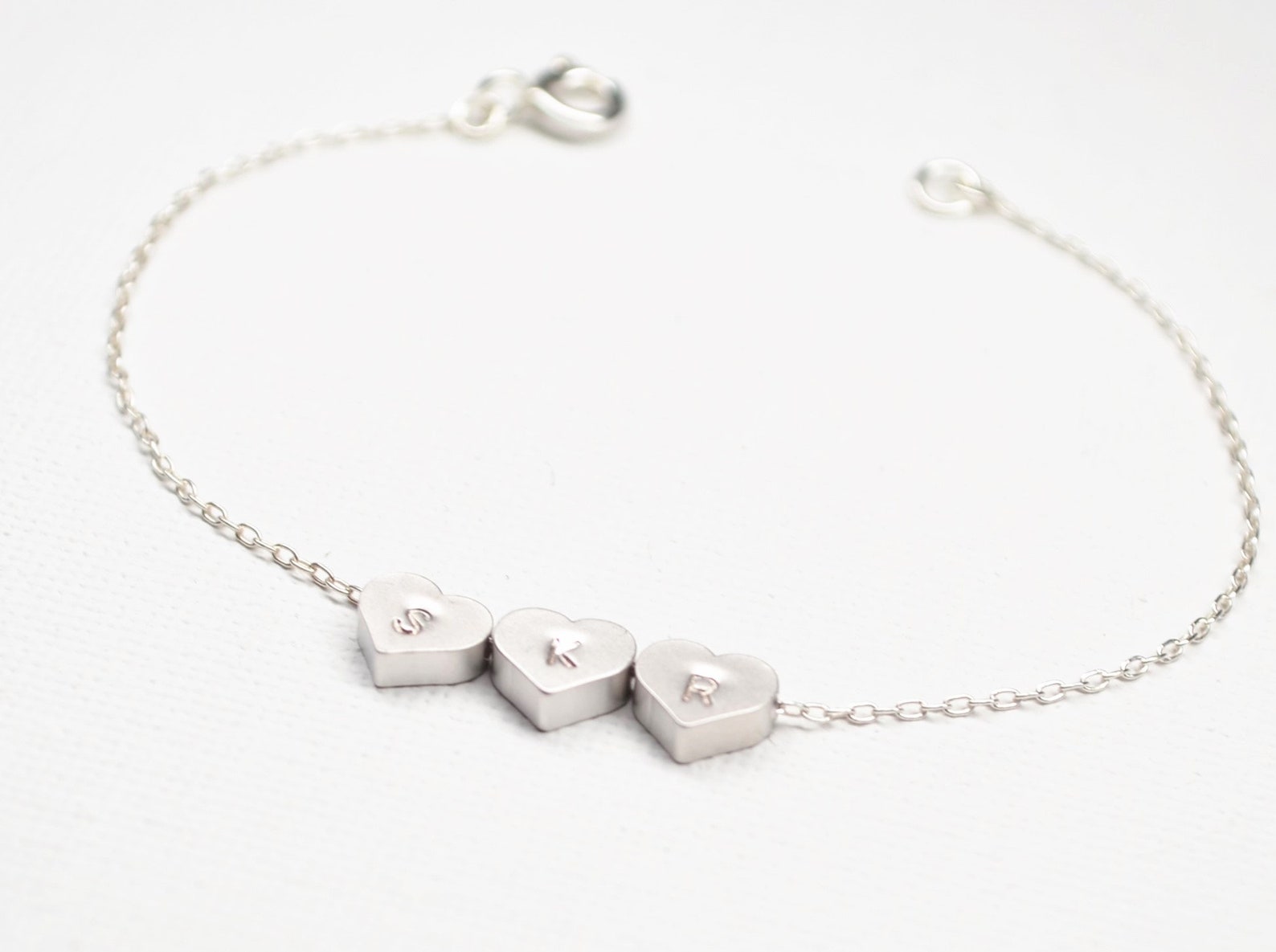Double Heart Bracelet-two Initial Heart Bracelet-best Friend - Etsy