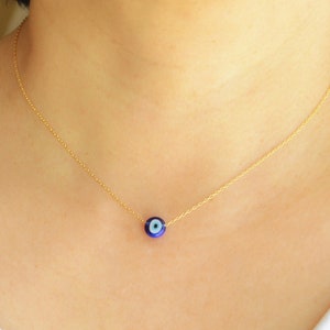 Evil eye necklace-Gold evil eye choker-Dainty evil eye necklace-Blue evil eye necklace-Nazar necklace gold-Tiny evil eye jewelry for women image 1