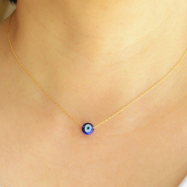 Evil eye necklace-Gold evil eye choker-Dainty evil eye necklace-Blue evil eye necklace-Nazar necklace gold-Tiny evil eye jewelry for women