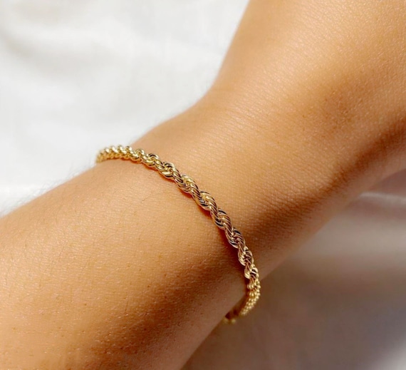 Gold Rope Chain Bracelet Twisted Rope Chain Bracelet Gold Chain