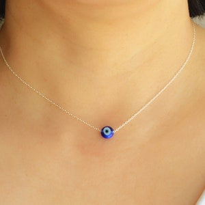 Evil eye necklace-Gold evil eye choker-Dainty evil eye necklace-Blue evil eye necklace-Nazar necklace gold-Tiny evil eye jewelry for women image 3