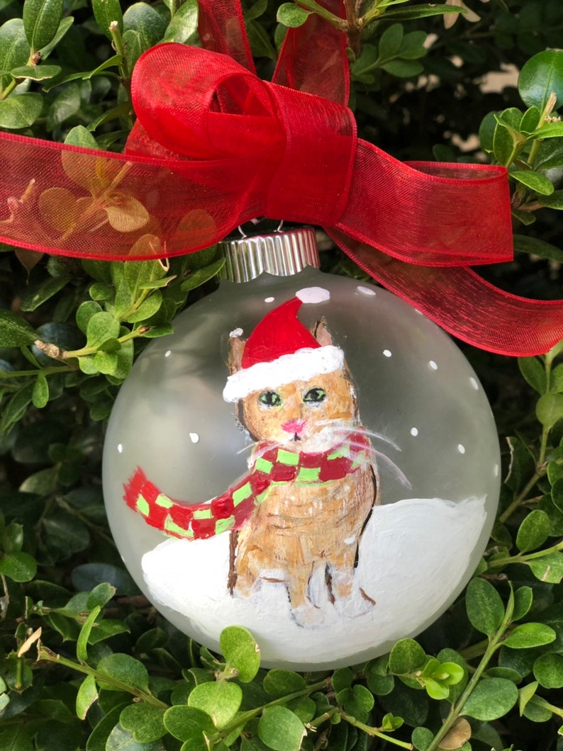 Personalized Cat Ornament Cat in a Santa hat Cat Ornament Cat Lover Gift
