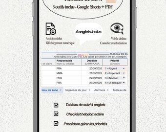 Starter Pack PME – Tableau de suivi Google Sheets (Gestion, Planning, Organisation)