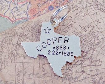 Texas State Pet Tag -choose any state -Handmade Dog or Cat ID Tag