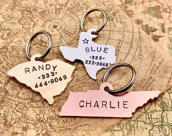 State Pet Tag -choose your state -Handmade Dog or Cat ID Tag - Customized Keychain