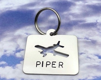 Piper Archer Plane Pet Identification Tag - Pet ID Tag - Dog Tag- Personlized - Handmade - Piper PA-28 Cherokee Keychain