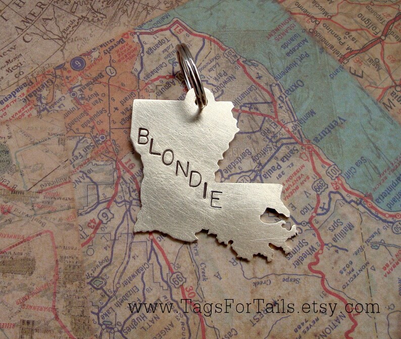 Louisiana State Pet ID Tag custom Dog or Cat Identification Etsy