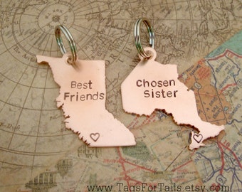 Canadian Province Keychain Set of Two- Choose Your Province-  Ontario and British Columbia Handmade