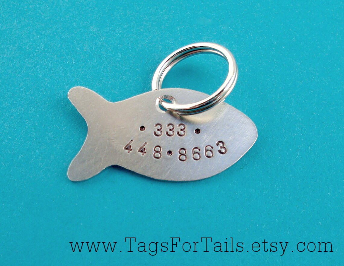 Fish Pet Tag custom cat id tag petite handmade Etsy