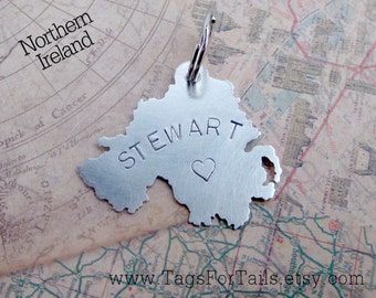 Northern Ireland Key Chain with Connected Hearts or Stars OR short message -  Handmade