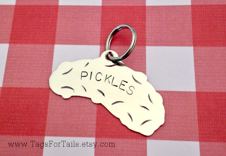 Pickle Pet ID Tag Handmade Copper or Brass Personalize Etsy