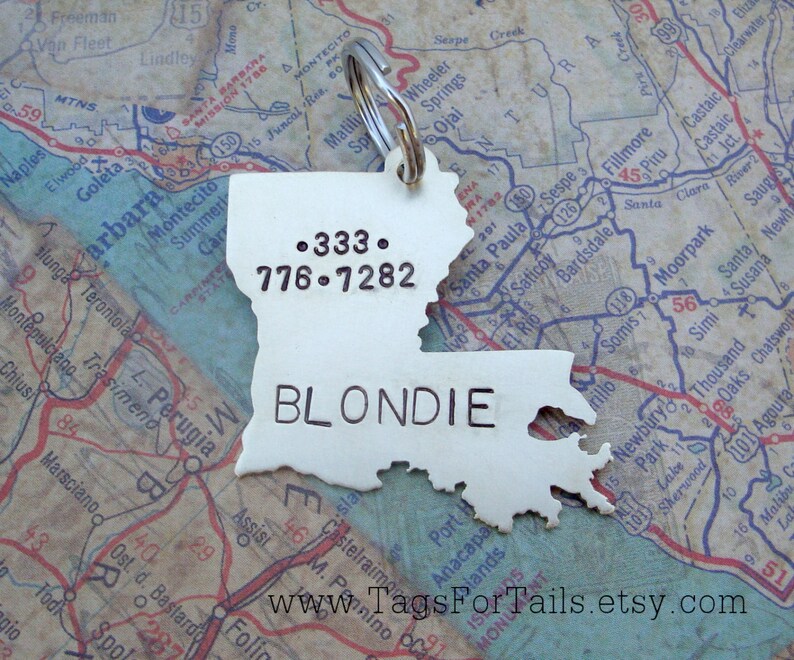 Louisiana State Pet ID Tag custom Dog or Cat Identification Etsy
