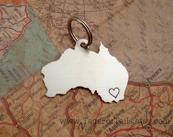 Australia Keychain -  Handmade Personalized Custom Charm United States, Australia, New Zealand