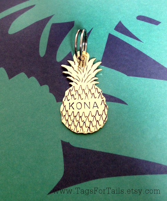 Pineapple Pet ID Tag Handmade Copper or Brass Personalize Etsy