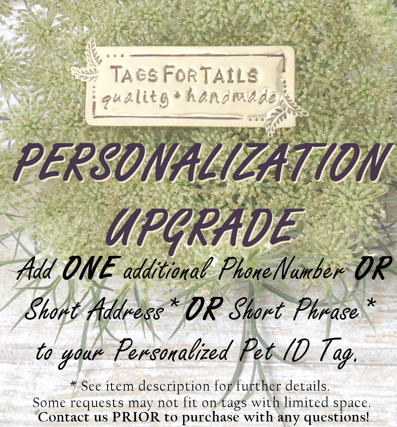 Personalization UPGRADE, extra text for your favorite TagsForTails li…