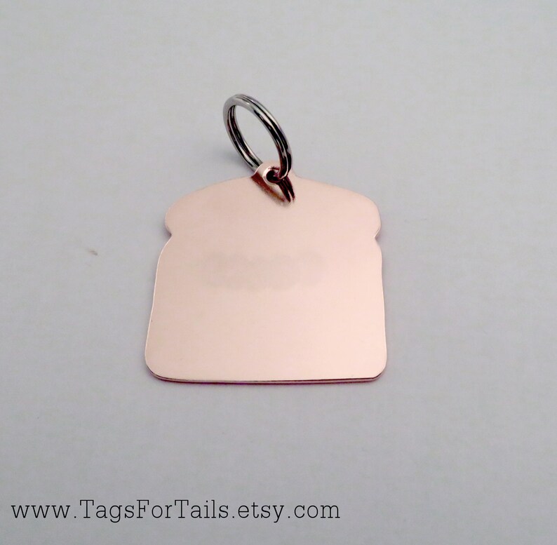 Bread Slice Pet ID Tag Handmade Nickel Copper or Brass Personalize Unique Dog Tag image 4