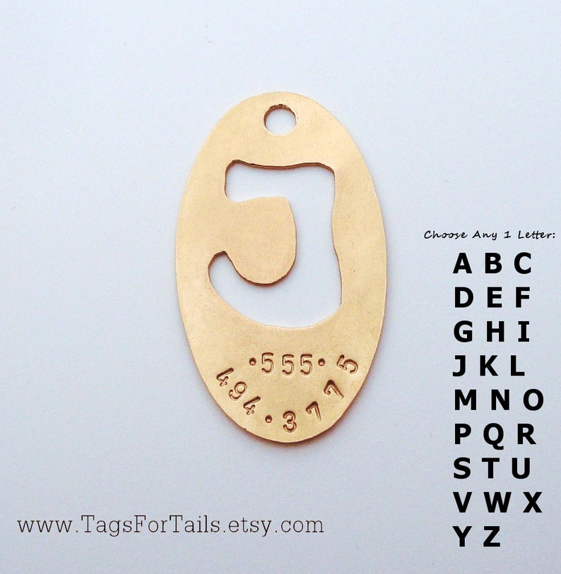 Monogram Pet Tag Handmade Artisan Custom Pet ID Unique Personalized Dog Tag Oval Style