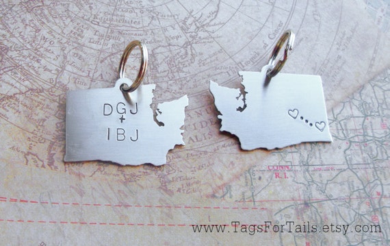 State Keychain Set of Two Choose Your States handmade