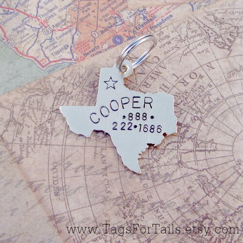 Texas State Pet Tag choose Any State handmade Dog or Cat ID Etsy