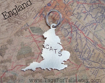 England keychain -  Handmade Engraved Stamped Personalized Custom Charm London United Kingdom British English