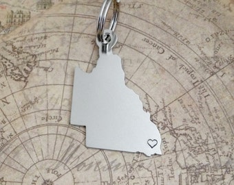 Queensland Australian State keychain - one heart - Choose Your State-  Handmade - map key chain