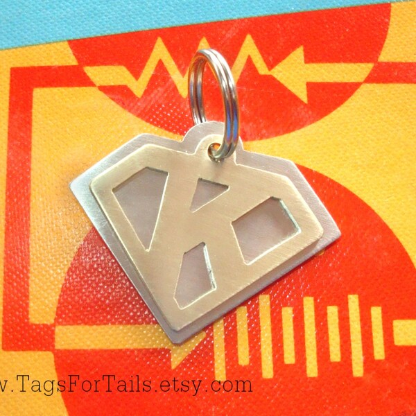 Diamond Monogram Keychain or Pet Tag - CHOOSE YOUR LETTER-  Custom & Handmade