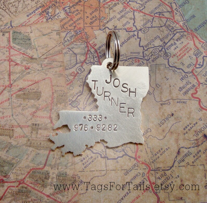 Louisiana State Pet ID Tag custom Dog or Cat Identification Etsy