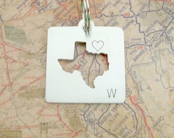 Texas Keychain Square - cut out style - choose your state -Handmade Key Chain