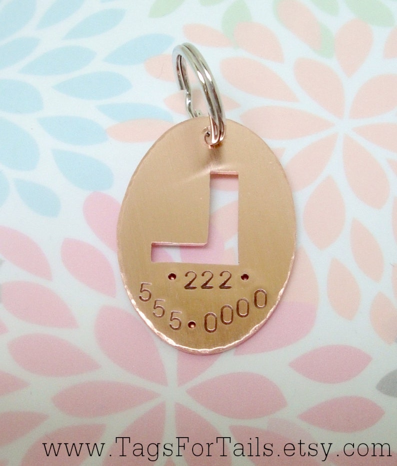 Monogram Pet Tag Handmade Artisan Custom Pet ID Unique Personalized Dog Tag Oval Style