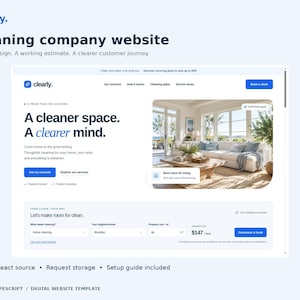 Cleaning Company React Website Template with Quote Calculator, Booking Requests & Recurring Plans