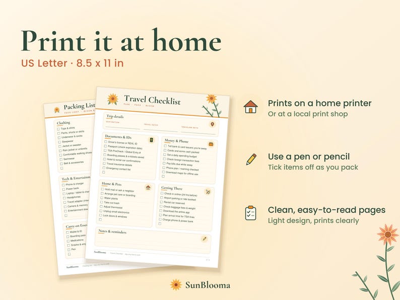 Packing List Layout.pdf Printable Travel Checklist, Editable Packing List PDF, Fillable ...
