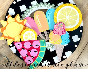 Summer door hanger attachment watermelon, sun, popsicle interchangeable