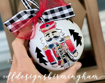 Nutcracker christmas ornament red tree ornament shatterproof  hand painted custom personalized