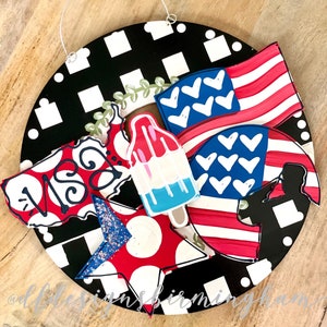 American flag fireworks door hanger attachment American flag  interchangeable
