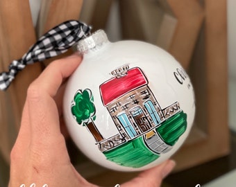 new house ornament first christmas in new house glass ornament handpainted hand lettered