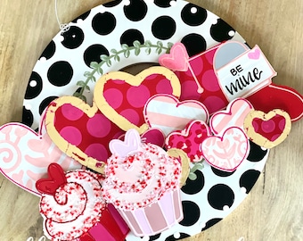 Valentine's Day  door hanger attachments heart, conversation heart, letter and envelope, xoxo, cupcake