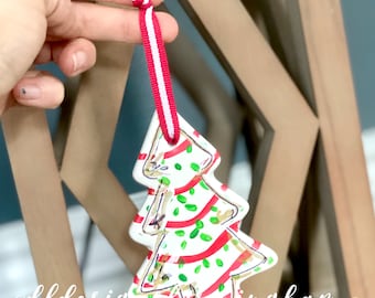 Little Debbie inspired Christmas tree ornament ceramic hand-painted  hand lettered
