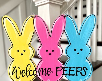 Easter peeps door hanger with hand lettering options