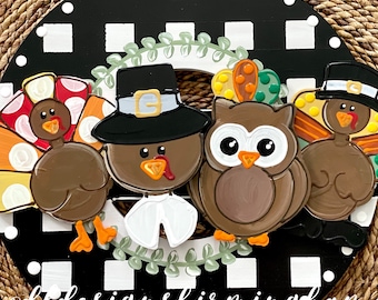 Turkey attachments for wreath door hanger thanksgiving pilgrim interchangeable