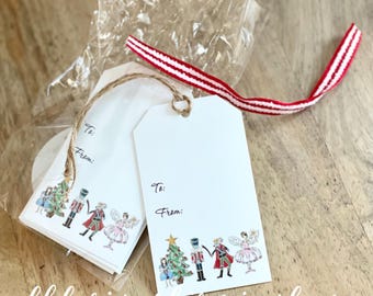 Nutcracker painting gift tags blank mouse king sugar plum fairy Clara to from