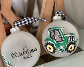 Babys First christmas ornament tractor