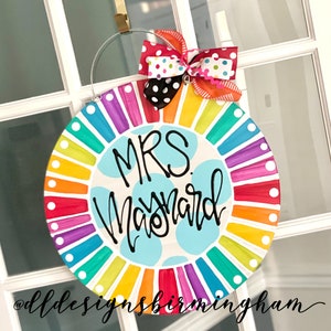 Teacher door hanger rainbow classroom