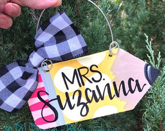 Teacher ornament wood personalized