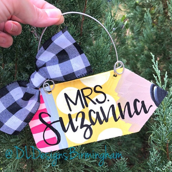 Teacher ornament wood personalized