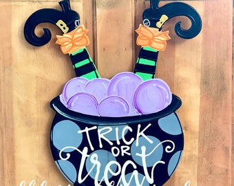 Witch's cauldron Halloween Door hanger Trick or Treat happy halloween personalized