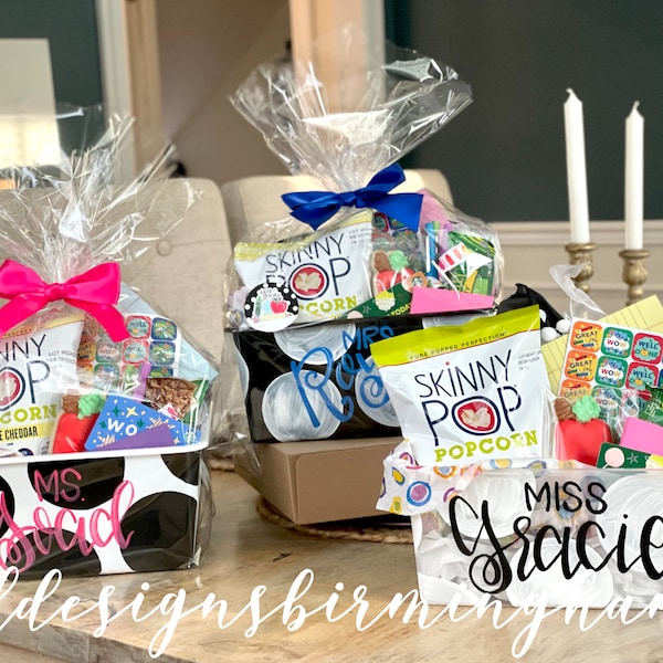 Teacher caddy with goodies preorder teacher appreciation personalized