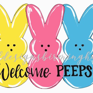 Archivo SVG de Peeps Bienvenidos a Pascua Peeps color blanco y negro